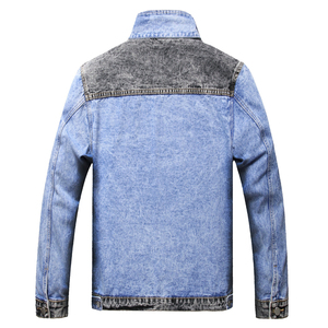 Diseño de parche para hombre, chaquetas de estilo desgastado con lavado a la piedra, chaqueta vaquera personalizada para la temporada de otoño - Product Image 2