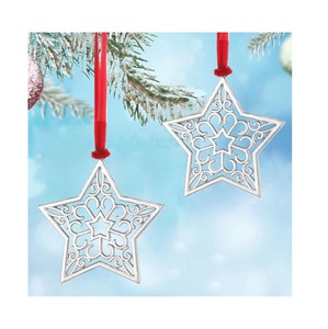 Ornement d'étoile suspendue d'arbre de Noël en métal d'aluminium argenté pour décorations de support d'arbre Ornements de produit de Noël de couleur argentée - Product Image 1