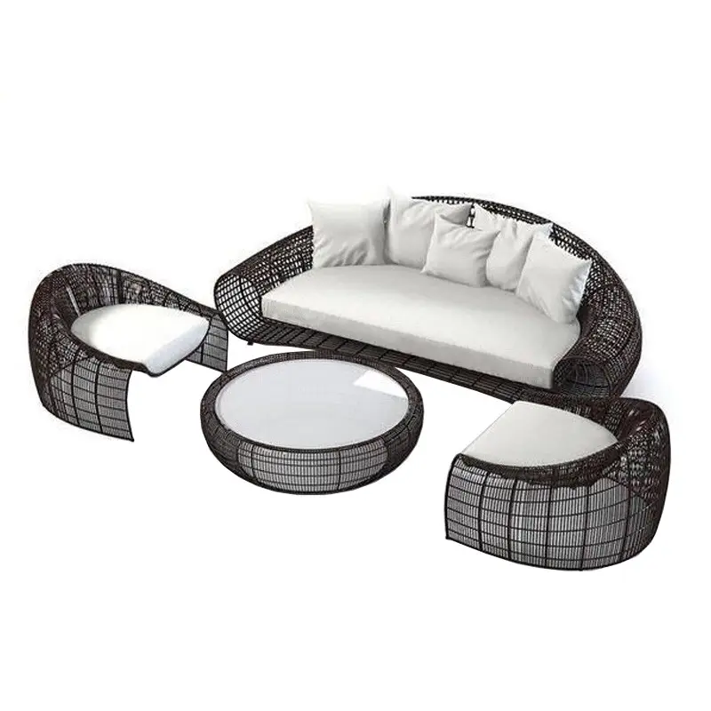Conjunto de sofá de alumínio moderno para jardim com almofadas, móveis seccionais à prova de água para exteriores