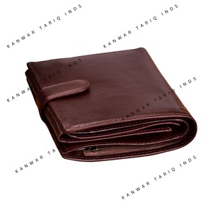 Cartera delgada de mujer con estampado de logotipo personalizado de alta calidad, monedero con cremallera triple de cuero PU a la moda, hebillas de cinturón baratas - Product Image 1