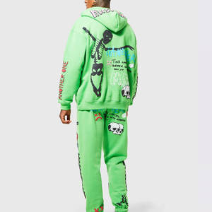 Survêtement à la mode à manches longues, survêtement délavé sérigraphié Style de poche, survêtement en détresse - Product Image 2