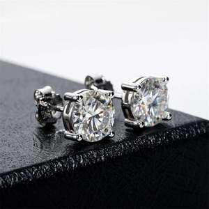 NOVAMART Fine Zarkan Soul Shine <b>Silver</b> <b>Stud</b> <b>Earrings</b> Gold Plating Vintage Trendy Geometric Design Featuring Zircon Pearl Main fo - Product Image 1
