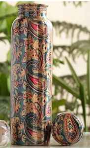 Bouteille d'eau en cuivre imprimée avec un autocollant en émail de qualité durable au design antique pour la cuisine, bouteille de stockage d'eau - Product Image 3