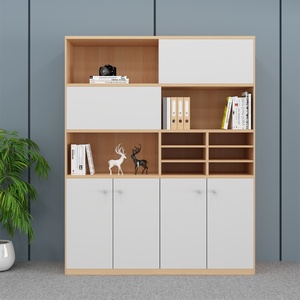 Armoire de rangement de bureau multifonctionnelle en bois minimaliste de style industriel avec portes et étagères ouvertes pour la maison, le bureau - Product Image 1