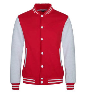 Veste bomber de style baseball personnalisée pour homme, avec lettres varsity, bleu gris, manches contrastées, vêtements décontractés, imprimé polyester/nylon - Product Image 4