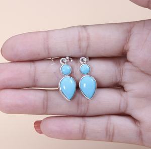 High Quality 925 Sterling Silver Handmade <b>Drop</b> <b>Earrings</b> with Turquoise Gemstone <b>Fashion</b> Jewelry - Product Image 4