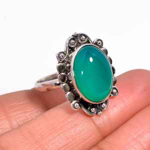 แหวนพลอยโอนิกซ์สีเขียวทำด้วยมือ925แหวนพลอยธรรมชาติทำจากเงินเหมาะสำหรับเป็นของขวัญที่เป็นเอกลักษณ์เหมาะสำหรับสวมใส่ในชีวิตประจำวัน - Product Image 3