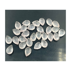 Suministro directo de fábrica de alta calidad a granel 10x14mm rosa cuarzo Undrill facetado suelto Briolette pera gotas azul Natural - Product Image 3