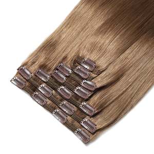 Extensions de cheveux à clipser 24 pouces # 10 mèches de cheveux humains brésiliens 100% Remy, couleur caramel, super double drawn, 30 pouces - Product Image 1