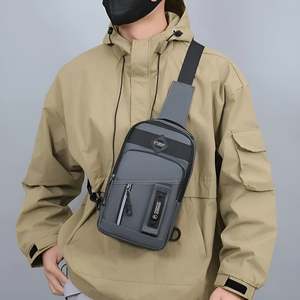 Men's Fashionable Anti-Theft Chest Bag <b>Water</b>-<b>Proof</b> PU <b>Material</b> with Zipper Closure - Product Image 6