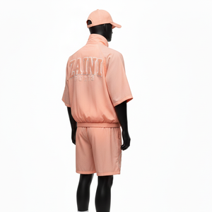 Conjunto Corto de Chaqueta Cortavientos Ligera de Poliéster para Hombre, Color Durazno, Logotipo Personalizado por Transferencia de Calor, Ropa Deportiva, Conjunto Corto de Chaqueta Cortavientos, Talla Grande - Product Image 5