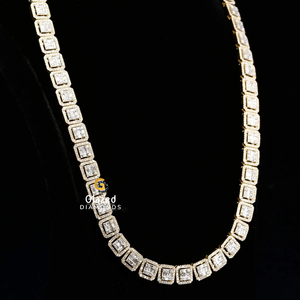 Nueva cadena de eslabones brillante totalmente helada para hombres en diamantes redondos brillantes y Baguette Moissanite VVs Clarity Diamonds 10K oro blanco - Product Image 4
