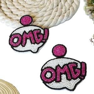 Seed <b>Beads</b> Embroidered Lipstick Earrings for Fashion Lovers Handmade Seed <b>Beads</b> <b>Alphabet</b> Earrings Boho Chic Statement - Product Image 6