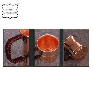 Taza de botella de cobre clásica de mula de Moscú de alta calidad martillada, taza de bebida fría con asa de viaje, taza de cobre - Product Image 5
