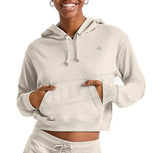 Venta caliente personalizada ropa casual Crop Top sudaderas con capucha señoras moda Streetwear Casual entrenamiento ahueca hacia fuera las sudaderas con capucha para las mujeres - Product Image 1