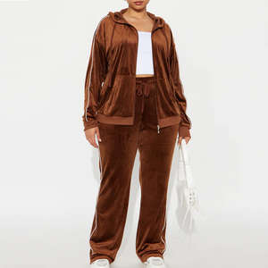 Chándal de Terciopelo Bordado de Invierno de la Mejor Calidad para Mujer con Diseño de Cremallera Completa, Estilo Urbano, Uso en Exteriores, Ajuste Holgado y Cómodo - Product Image 3