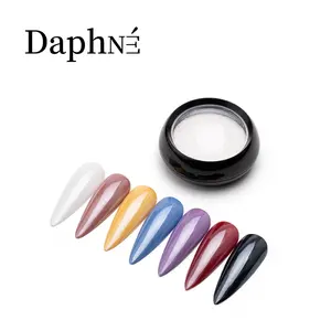 Daphne alta prata brilhante fino branco pérola cromo pigmento pó unhas