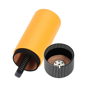 Cave à cigares portable JH Travel en <span class=keywords><strong>cuir</strong></span> et bois de cèdre, jaune vif, moderne et luxueuse, avec miroir, hygromètre et humidificateur - Product Image 3