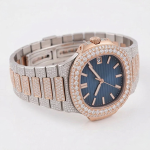 Reloj de Lujo para Hombre, Dos Tonos en Oro, con Moissanita, Totalmente Incrustado, Geométrico, para Regalo - Product Image 2