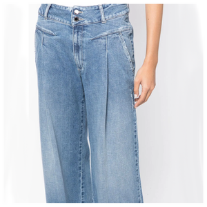 Pantalones Vaqueros de Pierna Ancha para Mujer, Hechos a Medida, Cómodos, de Alta Calidad, Cintura Media, Largo hasta el Tobillo, Color Azul Claro - Product Image 5