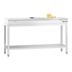 Commercial <b>Stainless</b> <b>Steel</b> Centre <b>Table</b> PREMIUM - 1600x600mm - with Undershelf - with White Chopping Board - Product Image 1