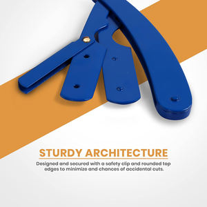 Sécurité de rasoir à bord droit de barbier professionnel bleu avec 100 lames en acier inoxydable à 100% - Product Image 4