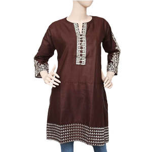 Kurti brodé pour femmes - Café - Product Image 3