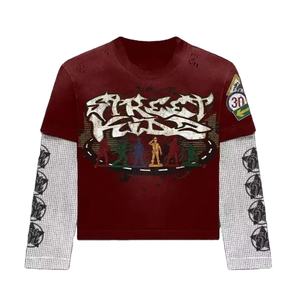 เสื้อยืดผ้าฝ้ายพิมพ์ลาย DTF แขนยาวสำหรับผู้ชายเสื้อโอเวอร์ไซส์ระบายอากาศได้ดีผ้าฝ้าย100% - Product Image 1