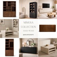 Vitrine en bois massif Mimosa, faite à la main, écologique, durable, grande capacité, gain de place, noire |   Salon Moderne pour le Commerce de Détail