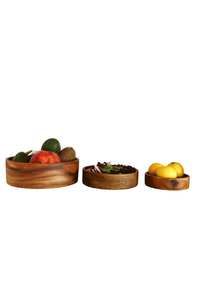 <b>Set</b> of 3 Wooden <b>Bowls</b> Acacia Candle Wooden Snack Carved Wooden <b>Bowl</b> Home Gift - Product Image 2