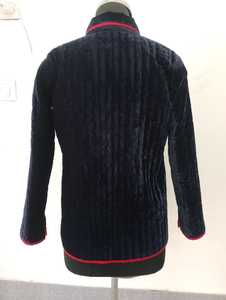 เสื้อแจ็กเก็ตกำมะหยี่สีน้ำเงินเข้มพร้อมกระเป๋าด้านหน้า, เสื้อเบลเซอร์ฤดูหนาวน้ำหนักเบาทำด้วยมือ - Product Image 2