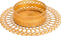 Porte-bougie chauffe-plat Jaipurios en fer doré de 4 pouces, fait main, design traditionnel, pour table, décoration indienne pour mariage et Diwali