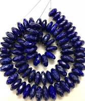 Perles de pierres précieuses facettées ovales lisses en lapis-lazuli bleu naturel de haute qualité, certifiées IGI, provenant du Rajasthan, bijoux ZUBEDA GEMS