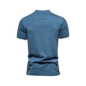 100% pur coton tricoté hommes T-Shirts demi-fermeture éclair été tenue décontracté à manches courtes bon prix - Product Image 2