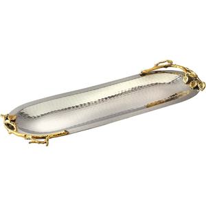 Bandeja DE SERVICIO DE METAL elegante y duradera de diseño martillado chapado en oro, perfecta para servir bebidas, aperitivos y Decoración elegante - Product Image 4