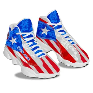 Men sports shoes 2022 new trend custom basketball sneakers basketball style shoes custom Puerto Rico flag sport shoes