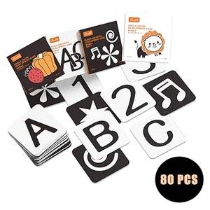 Stimulez le développement cérébral des nouveau-nés avec des cartes flash Montessori luxueuses à contraste élevé – Noir, blanc et rouge de qualité supérieure - Product Image 1