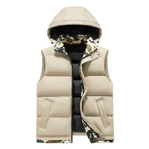 Venta al por mayor invierno 100% poliéster con capucha chaleco sin mangas chaqueta hombres a prueba de viento chaleco para hombre - Product Image 3