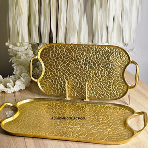 Bandeja de metal de aluminio chapado en oro de alto grado Bandeja de servicio pulida ecológica de estilo clásico para alimentos y platos - Product Image 3