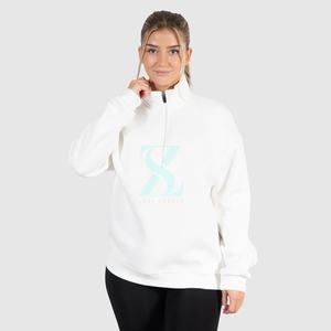 Otoño Invierno temporada uso bolsillo liso diseño personalizado mujer media cremallera pulóver algodón sudaderas de gran tamaño sudaderas con capucha mujeres - Product Image 1