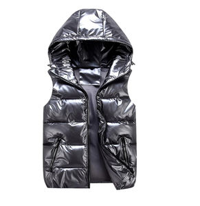 Haute qualité 100% Polyester confortable nouveauté en gros sans manches à capuche hiver bouffant veste gilet pour hommes fermeture éclair gilets - Product Image 2