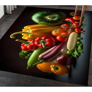 Tapis imprimé : design moderne, texture douce, idéal pour la cuisine et l'entrée, avec poils doux - Product Image 2