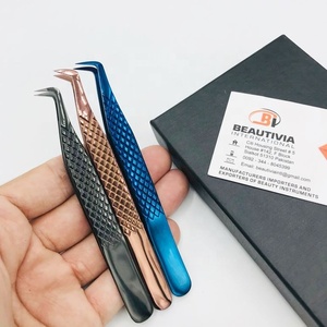 Haute Qualité En Acier Inoxydable Russe Volume Diamant Grip Extension De Cils Pince À Épiler Durable Professionnel Plasma Pointu - Product Image 6