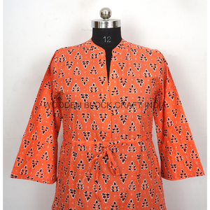 เดรสผ้าฝ้ายลายดอกไม้ธรรมชาติทันสมัยสวยงามสำหรับผู้หญิง  ทรงมิดิ  ตกแต่งด้วยลูกไม้ทอมือแบบอีโค่  แขน 3/4  เหมาะสำหรับฤดูร้อน - Product Image 6