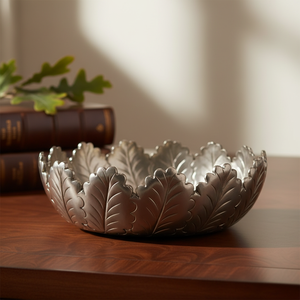 Tazón Decorativo de Frutas Hecho a Mano con Borde de Hoja de Travertino Moderno, 10 Pulgadas, Acabado Plateado, Multifuncional, para Ramadán y Bodas - Product Image 3