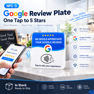 Carte NFC en PVC acrylique imperméable <span class=keywords><strong>avec</strong></span> support en acrylique NTAG215, <span class=keywords><strong>code</strong></span> <span class=keywords><strong>QR</strong></span> et <span class=keywords><strong>logo</strong></span> personnalisé pour avis Google, menu <span class=keywords><strong>de</strong></span> restaurant et réseaux sociaux - Product Image 1