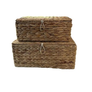 OEM Jacinthe d'eau naturelle Boîtes de rangement durables et écologiques Bacs Multifonctionnel Organisateur ménager Couvercle vintage flexible - Product Image 1