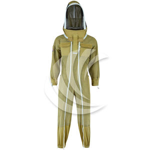 Combinaison d'apiculture en maille à 3 couches avec double voile, comprend une voile de protection et une voile ronde, poignets et chevilles élastiques - Product Image 1