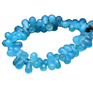 Calcédoine facettes larme perles calcédoine Briolette pierres précieuses perles pour collier pendentif boucle d'oreille fabrication de bijoux perles en vrac - Product Image 1