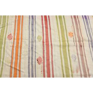 Tapis plat turc moderne en laine beige de 5'1 "x 6' avec motif patchwork en latex pour décorations de salon - Product Image 5